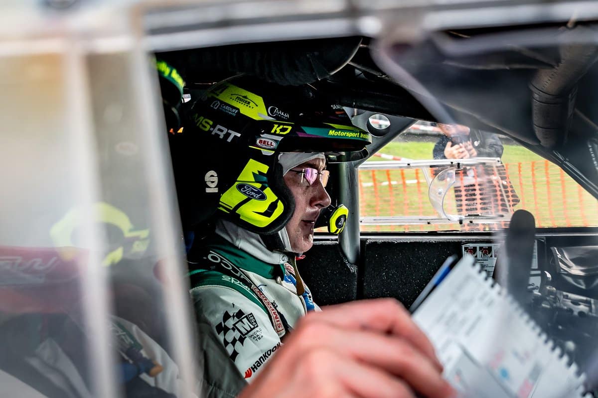 Jon Armstrong focuses in the cockpit of his M-Sport Ford Puma Rally1 ahead of WRC Rally Finland 2026